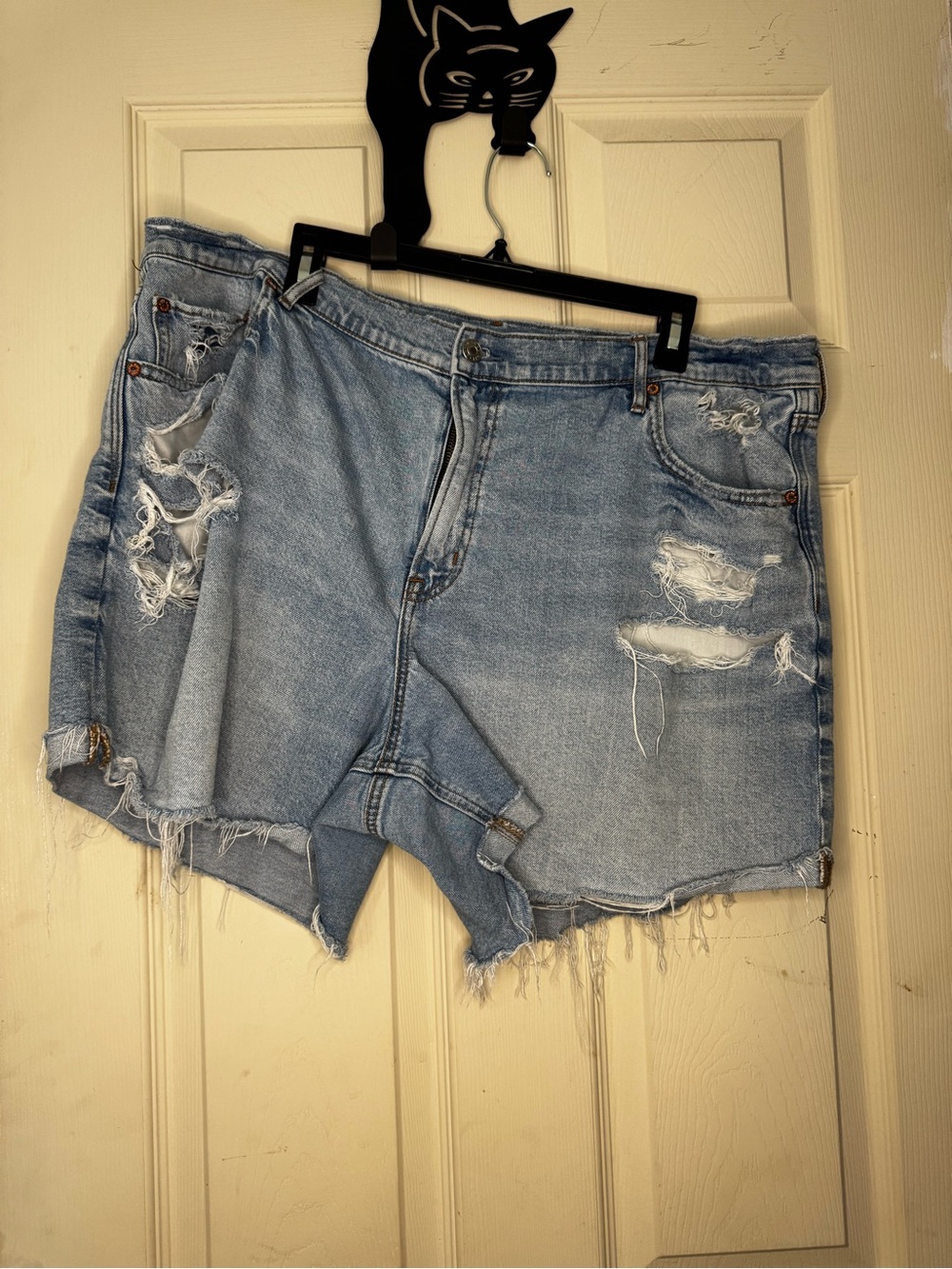 American Eagle Light Blue Distressed Denim Shorts